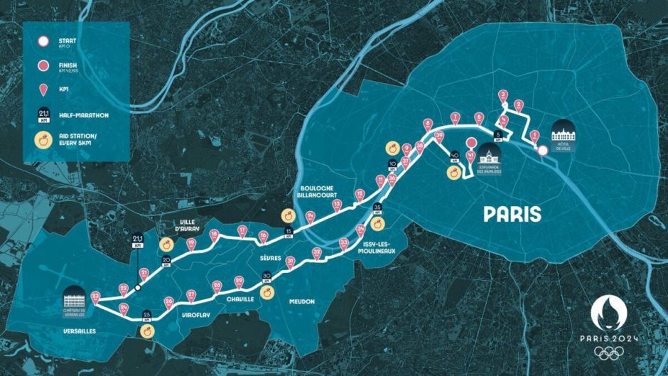 Đường chạy marathon Olympic Paris 2024 chính thức